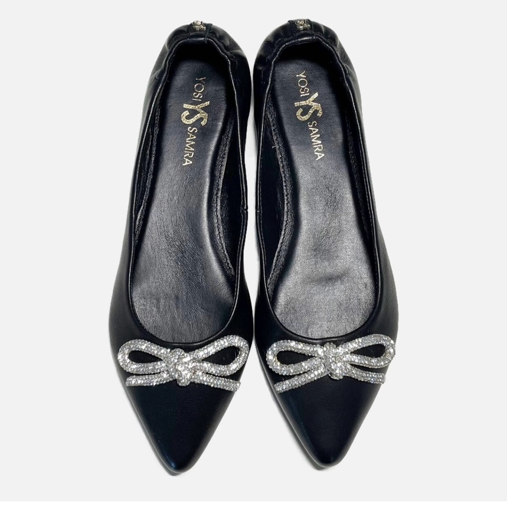 NWOT Yosi Samra Black Leather Flats- ladies 9
